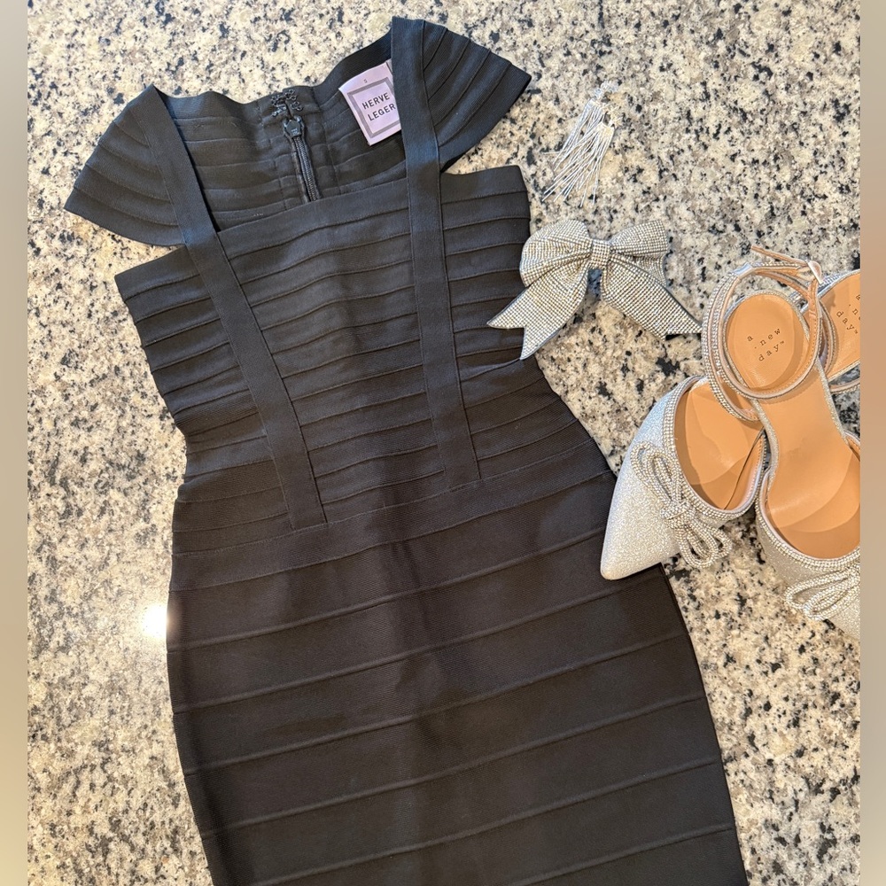 Herve Leger Black Bandage Mini Dress